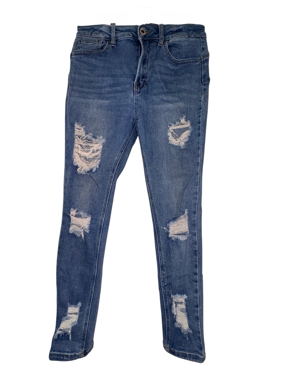Wax Jean Distressed Skinny Jeans - Blue